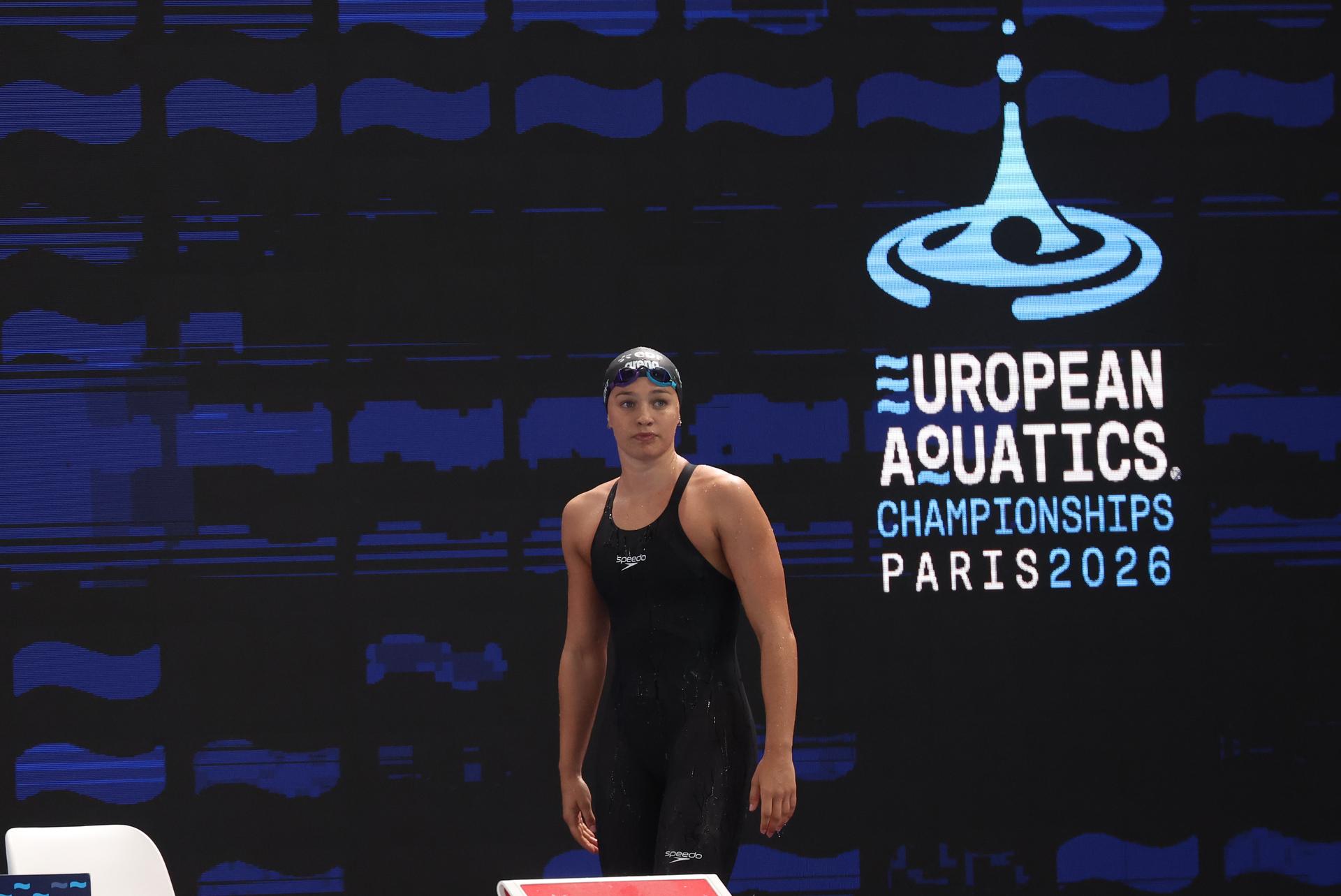 Belgian Sarah Dumont pictured during the final of the women's 200m freestyle event at the fourth day of  the European Aquatics Championships in Paris, France on Thursday 13 August 2026. BELGA PHOTO VIRGINIE LEFOUR