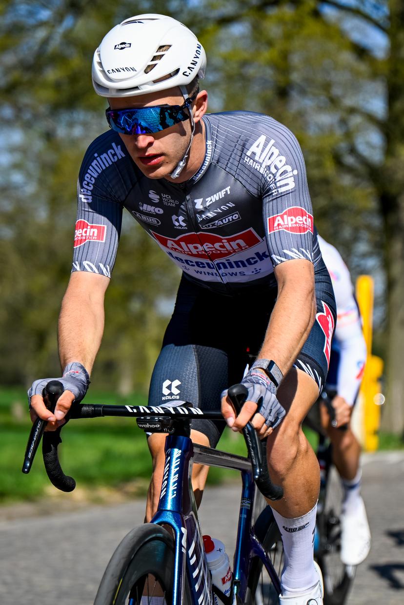 Belgian Robbe Ghys of Alpecin-Deceuninck pictured in action during the men's race of the 113th edition of the 'Scheldeprijs' one day cycling event, 202,8 km from Terneuzen, the Netherlands to Schoten, Belgium on Wednesday 09 April 2025. BELGA PHOTO TOM GOYVAERTS