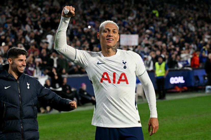 Tottenham Hotspur's Richarlison celebrates scoring a goal during the Sydney Super Cup football match between English Premier League teams Chelsea and Tottenham Hotspur at Stadium Australia in Sydney on August 1, 2026.   Saeed Khan / AFP