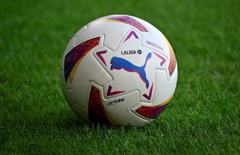 A picture taken on August 27, 2023 shows the Spanish Liga ball prior the Spanish Liga football match between Villarreal CF and FC Barcelona at La Ceramica stadium in Vila-real.    JAVIER SORIANO / AFP