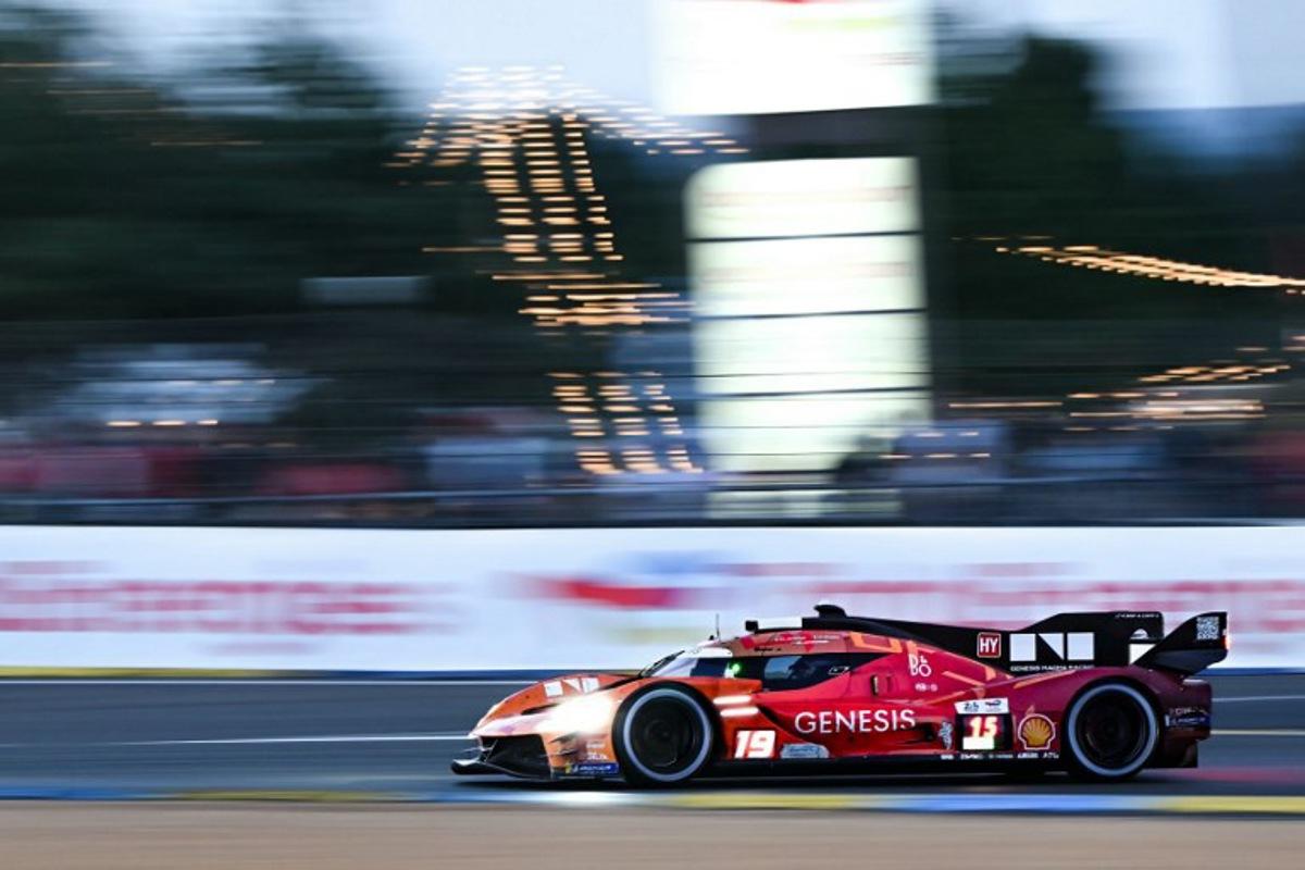 German BMW M Hybrid V8 Hypercar #15 of BMW M TEAM WRT (LMDh) competes during the 94th edition of the 24 Hours of Le Mans, the motor endurance race, in Le Mans, western France, on June 14, 2026.  Lou BENOIST / AFP