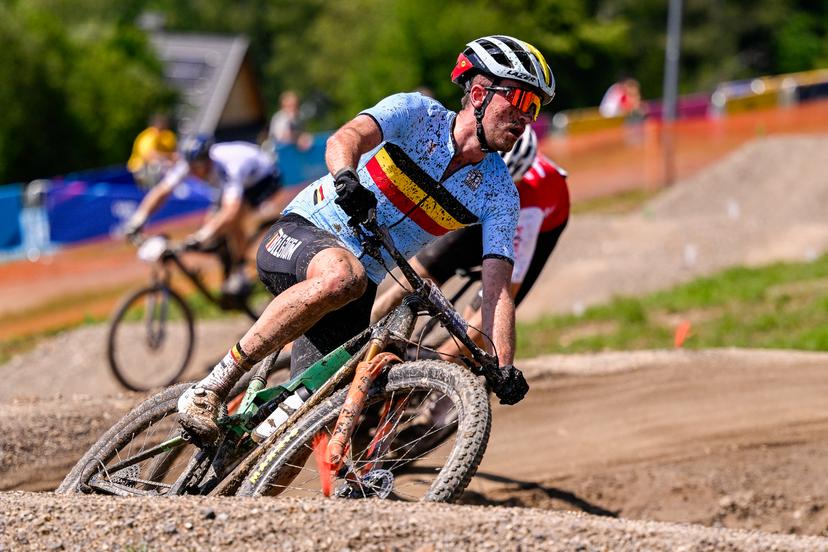 Mountain Biker  Pierre de Froidmont pictured in action during the men cross-country event in the Cycling Mountain Bike competition at the European Games in Krakow, Poland on Sunday 25 June 2023. The 3rd European Games, informally known as Krakow-Malopolska 2023, is a scheduled international sporting event that will be held from 21 June to 02 July 2023 in Krakow and Malopolska, Poland. BELGA PHOTO LAURIE DIEFFEMBACQ