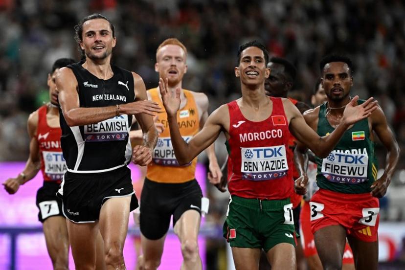 (From L) New Zealand's Geordie Beamish, Germany's Frederik Ruppert, Morocco's athlete Salaheddine Ben Yazide and Ethiopia's Samuel Firewu compete in the men's 3000m steeplechase heats during the World Athletics Championships in Tokyo on September 13, 2025.  Jewel SAMAD / AFP