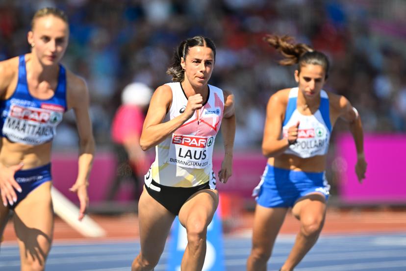Belgian Camille Laus pictured in action during the women's 800m race in the heats of the first round on the second day of the European Athletics Championships (August 10-18) in Birmingham, United Kingdom, on Tuesday 11 August 2026. BELGA PHOTO ERIC LALMAND