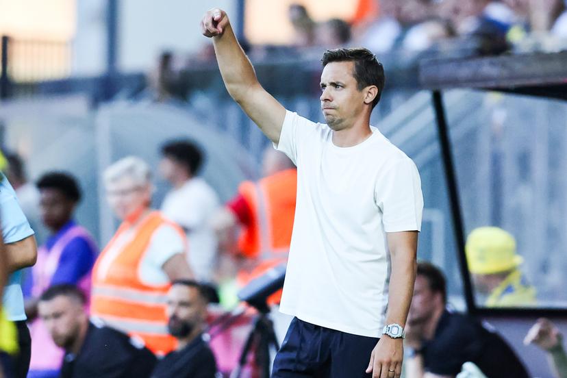 Union's head coach David Hubert pictured during a soccer game between Belgian Royale Union Saint-Gilloise and Norwegian Bodo/Glimt, Tuesday 04 August 2026 in Oostende, in the first leg of the third qualifying round for the UEFA Champions League. BELGA PHOTO BRUNO FAHY