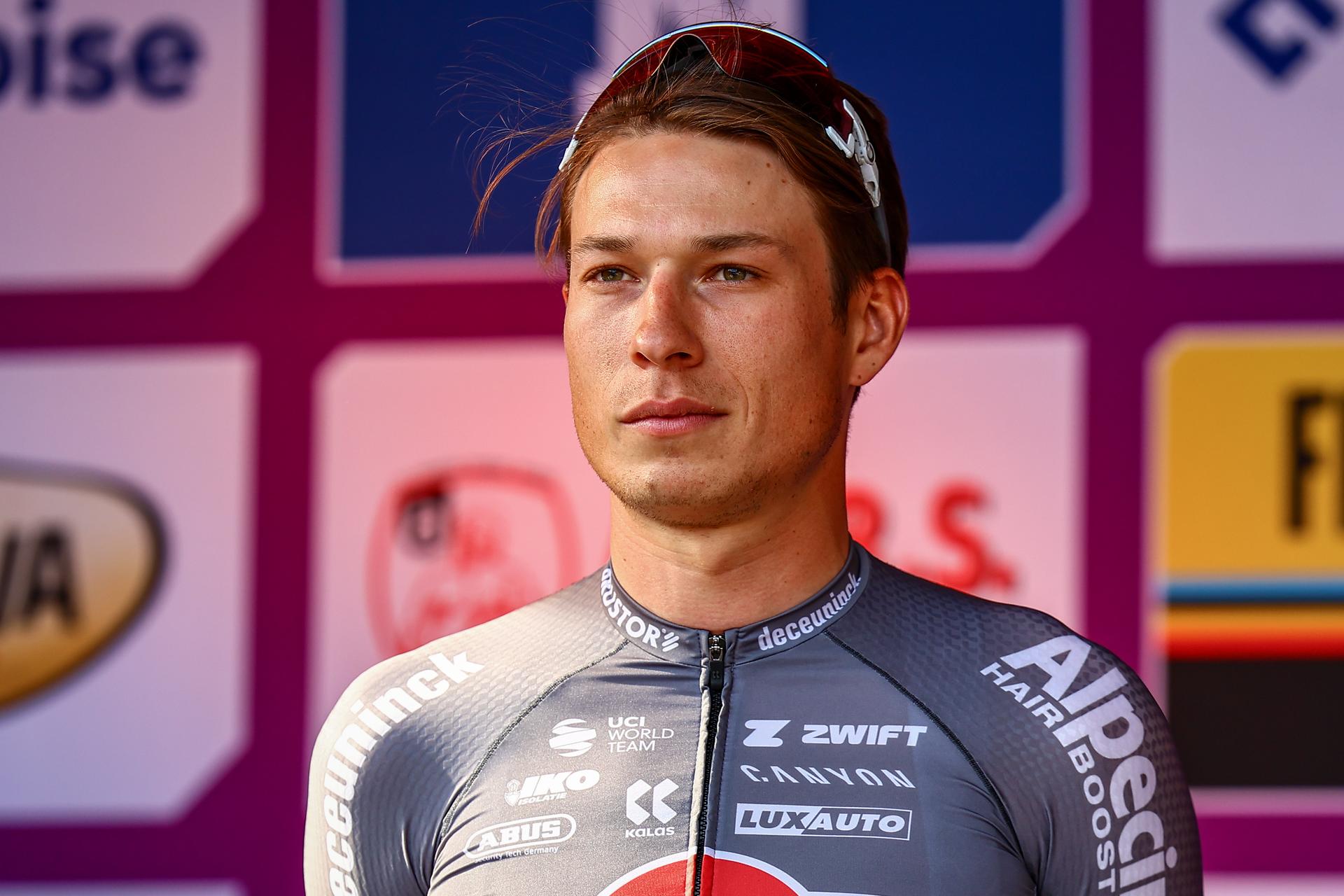 Belgian Jasper Philipsen of Alpecin-Deceuninck pictured during team presentation before the first stage of the Baloise Belgium Tour cycling race, 198km from Merelbeke-Melle to Knokke-Heist, Wednesday 18 June 2025. The Baloise Belgium Tour takes place from 18 to 22 June. BELGA PHOTO DAVID PINTENS