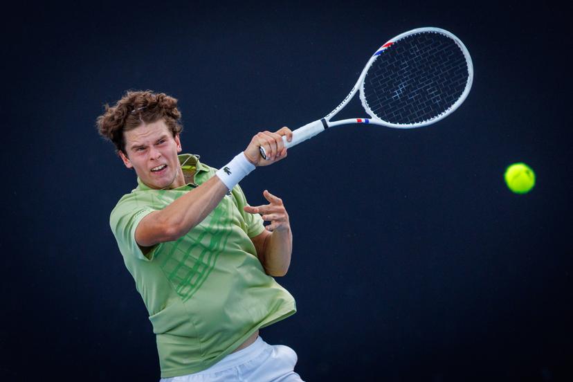 Belgium's Alexander Blockx pictured in action during a first round match in the men's singles against Portuguese Faria at the Australian Open, Melbourne Park, Melbourne on Sunday 18 January 2026.  BELGA PHOTO PATRICK HAMILTON  --- BENELUX ONLY   ---