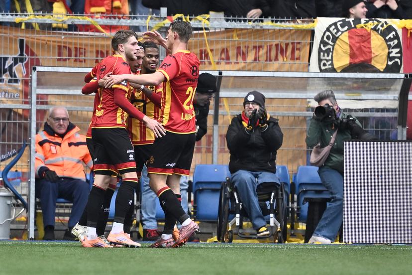Mechelen's Jose Marsa celebrates after scoring during a soccer match between KRC Genk and KV Mechelen, Sunday 23 November 2025 in Genk, a game of day 15 of the 2025-2026 'Jupiler Pro League' first division of the Belgian championship. BELGA PHOTO JOHAN EYCKENS