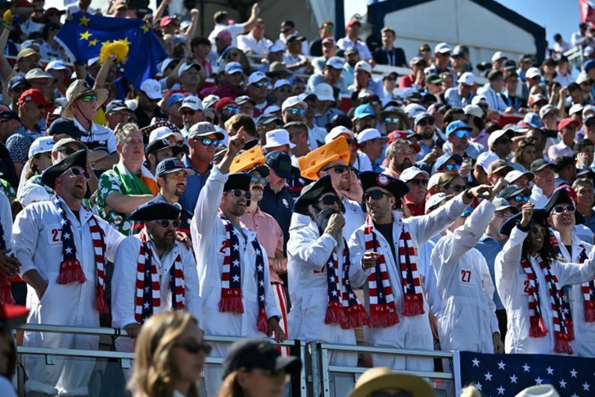 Fans of the US team are seen as US President Donald Trump attends the 45th Ryder Cup golf competition at Bethpage Black Course in Farmingdale, New York, on September 26, 2025.  Mandel NGAN / POOL / AFP