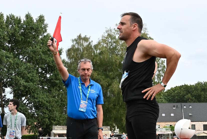 Belgian Timothy Herman pictured during the javelin throw event, at the 47th edition of the Nacht van de Atletiek' athletics meeting in Heusden-Zolder, Saturday 18 July 2026. This Bronze competition is part of the World Athletics Continental Tour. BELGA PHOTO JILL DELSAUX
