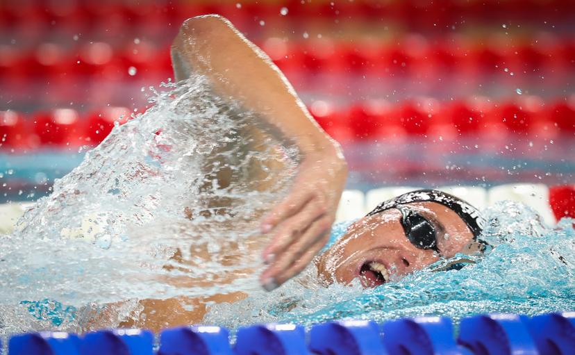 Belgian athlete Lucas Henveaux pictured in action during the heats of the Men's 400 m freestyle race on the last day of  the European Aquatics Championships in Paris, France on Sunday 16 August 2026. BELGA PHOTO VIRGINIE LEFOUR