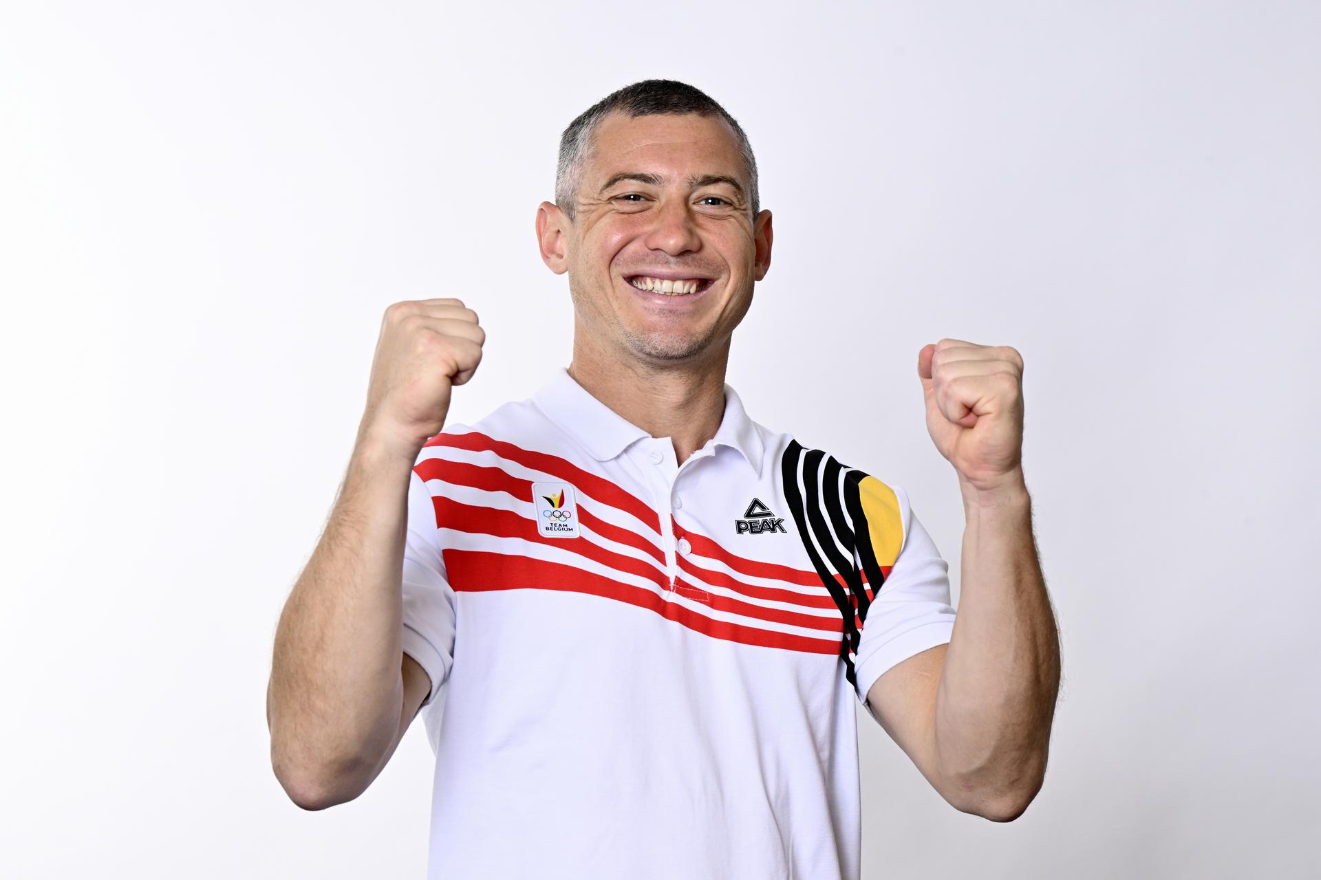 Belgian hockey captain John-John Dohmen poses for the photographer during a photoshoot for the Belgian Olympic Committee BOIC - COIB ahead of the Paris 2024 Olympic Games, in Brussels, Wednesday 03 July 2024. BELGA PHOTO ERIC LALMAND