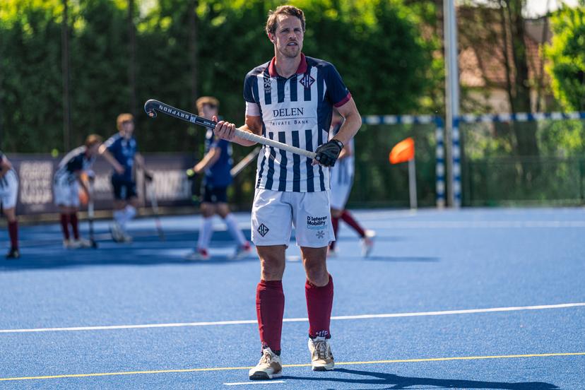 Herakles Nicolas De Kerpel pictured in action during a hockey game between Herakles and Gantoise, Sunday 26 April 2026 in Boechout, on day 20 of the Belgian first division hockey championship. BELGA PHOTO EMILE WINDAL