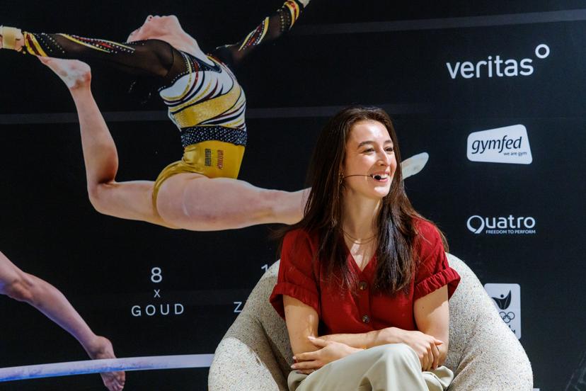 Belgian gymnast Nina Derwael holds a press conference regarding her retirement as a professional athlete, Wednesday 16 July 2025 in Gent. 2020 Olympic champion Derwael announced her retirement from the sport. BELGA PHOTO KURT DESPLENTER