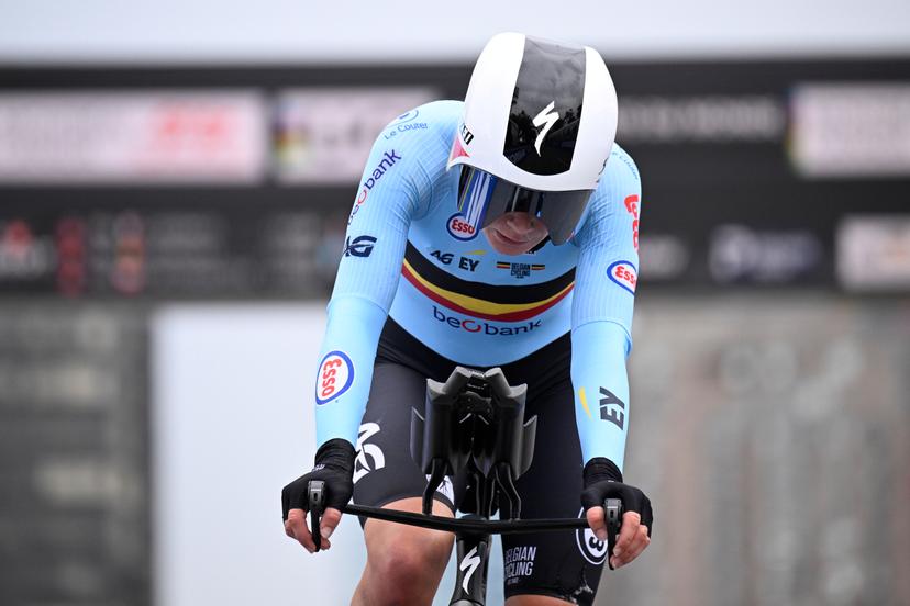 Belgium's Lotte Kopecky pictured in action at the women's elite individual time trial race (39,2km) at the cycling UCI Road World Championship, in Montreal, Canada, Sunday 20 September 2026. BELGA PHOTO JASPER JACOBS