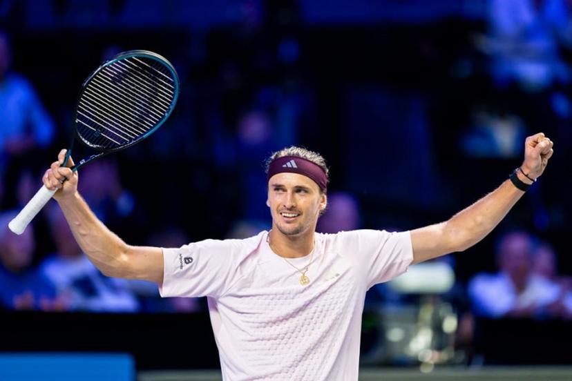 Germany's Alexander Zverev celebrates after winning against Spain's Martin Landaluce during the Erste Bank Open 2026 ATP 500 tennis tournament in Vienna, Austria, on October 27, 2026.  MAX SLOVENCIK / APA / AFP