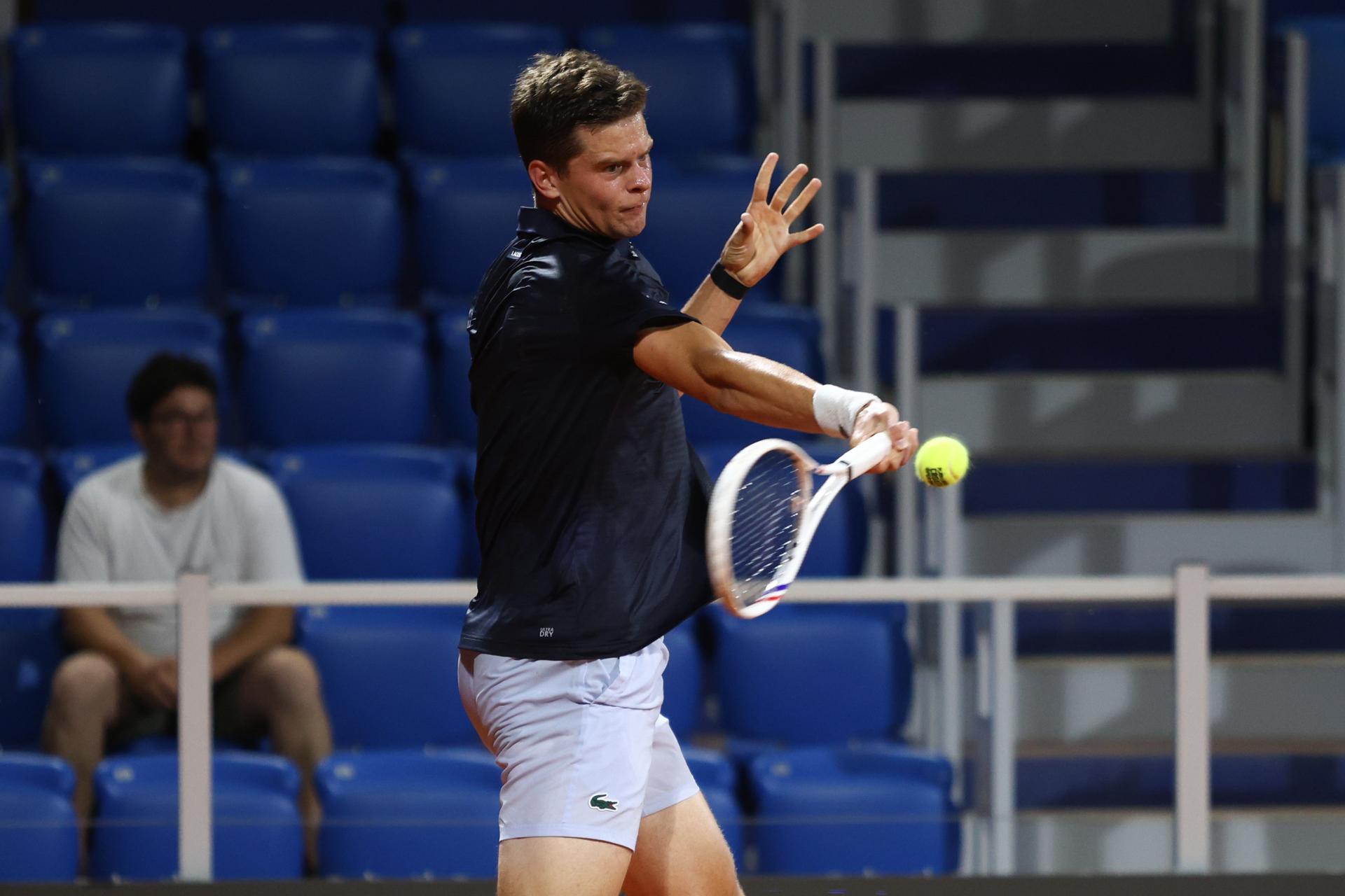 Alexander Blockx of Belgium competes during the first round match against Titouan Droguet of France at the ATP Croatia Open Umag at Stadium "Goran Ivanisevic" on July 14, 2026. in Umag, Croatia. Photo: Srecko Niketic/PIXSELL BELGIUM ONLY