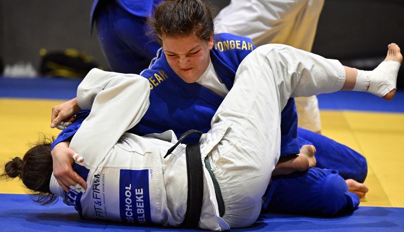 Belgian Vicky Verschaere pictured during a training session at a press moment of the Belgian selection for the upcoming European Championships judo, on Wednesday 08 April 2026 in Wilrijk. The euros are taking place in Tbilisi, Georgia from 16 to 19 april. BELGA PHOTO ERIC LALMAND