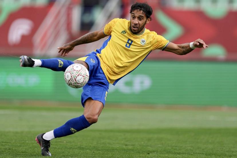 Gabon's forward #09 Pierre-Emerick Aubameyang controls the ball during the Africa Cup of Nations (CAN) Group F football match between Gabon and Mozambique at Grand Stadium in Agadir on December 28, 2025.   FRANCK FIFE / AFP