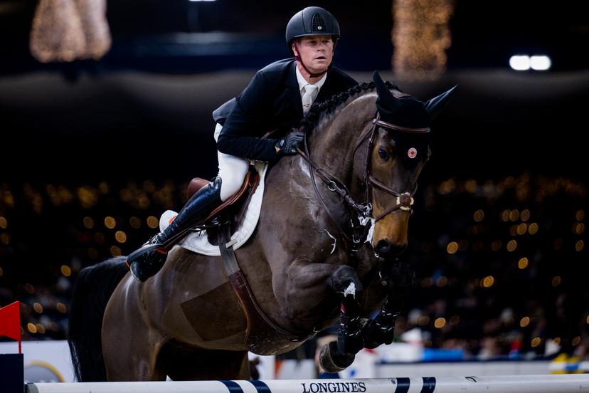 Belgian Jerome Guery with Calleryama pictured in action during the FEI World Cup Jumping competition at the 'Vlaanderens Kerstjumping - Memorial Eric Wauters' equestrian event in Mechelen on Friday 30 December 2022. BELGA PHOTO JASPER JACOBS