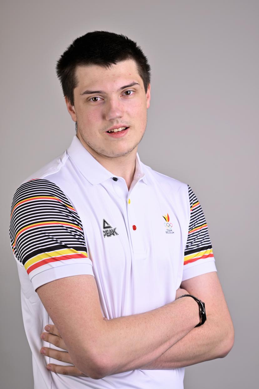 Julien Leclercq poses for the photographer at a photoshoot for the Belgian Olympic Committee BOIC - COIB ahead of the The World Games 2022 sports event, Wednesday 27 April 2022 in Brussels. BELGA PHOTO ERIC LALMAND