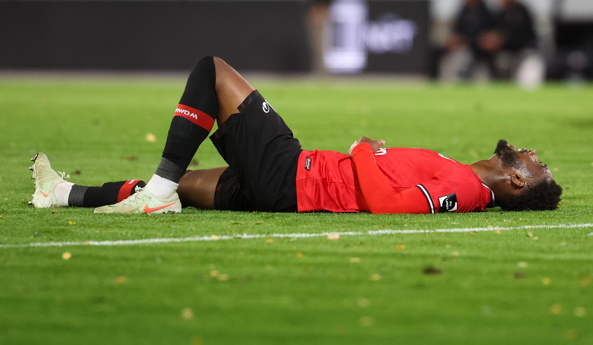Rwdm's Hatadj-Madiou Keita looks dejected during a soccer game between RWDM Brussels and KV Kortrijk, Wednesday 24 September 2025 in Brussels, on day 7 of the 2025-2026 'Challenger Pro League' 1B second division of the Belgian championship. BELGA PHOTO VIRGINIE LEFOUR