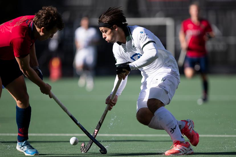 WatDuck's William Ghislain pictured during a hockey game between KHC Dragons and Waterloo Ducks, on Sunday 11 October 2026 in Brasschaat, on day 6 of the Belgian first division hockey championship.  BELGA PHOTO KRISTOF VAN ACCOM