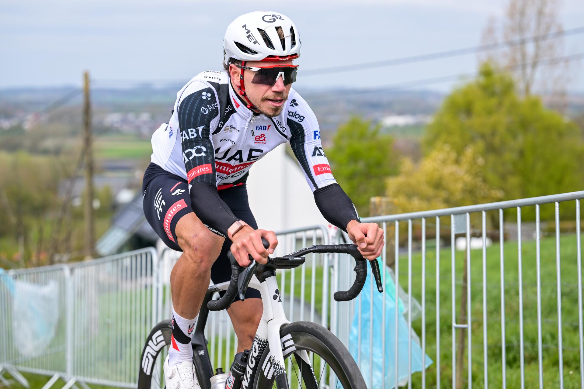 Portuguese Rui Oliveira of UAE Team Emirates-XRG pictured in action during pictured at a track reconaissance ahead of the Ronde van Vlaanderen/ Tour des Flandres/ Tour of Flanders cycling race, Friday 03 April 2026. The 110th edition of the cycling race will take place on Sunday 05 April. BELGA PHOTO DAVID PINTENS