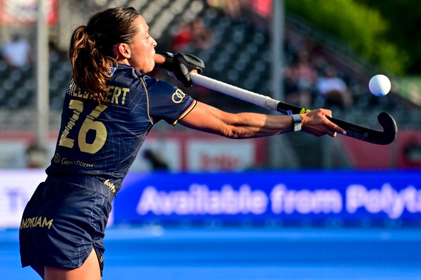 Belgium's Lien Hillewaert pictured during a hockey game between Belgium's Red Panthers and New Zealand, the first (out of three) matches during the group stage of the women 2026 Hockey World Cup, Sunday 16 August 2026 in Wavre. The 2026 edition of the Hockey World Cup takes place in Belgium and The Netherlands from August 15 to August 30. BELGA PHOTO DIRK WAEM