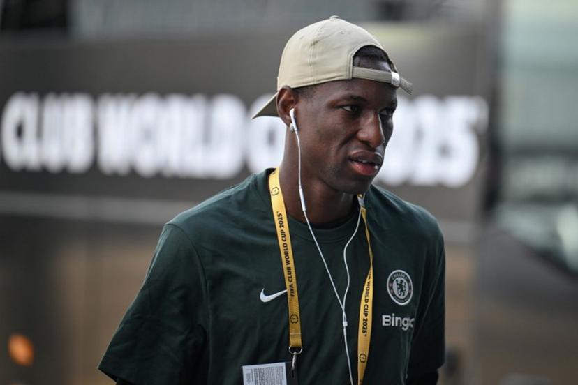Chelsea's Senegalese striker #15 Nicolas Jackson arrives at the stadium ahead of the FIFA Club World Cup 2025 semifinal football match between Brazil's Fluminense and England's Chelsea at the MetLife stadium in East Rutherford, New Jersey on July 8, 2025.  ANGELA WEISS / AFP