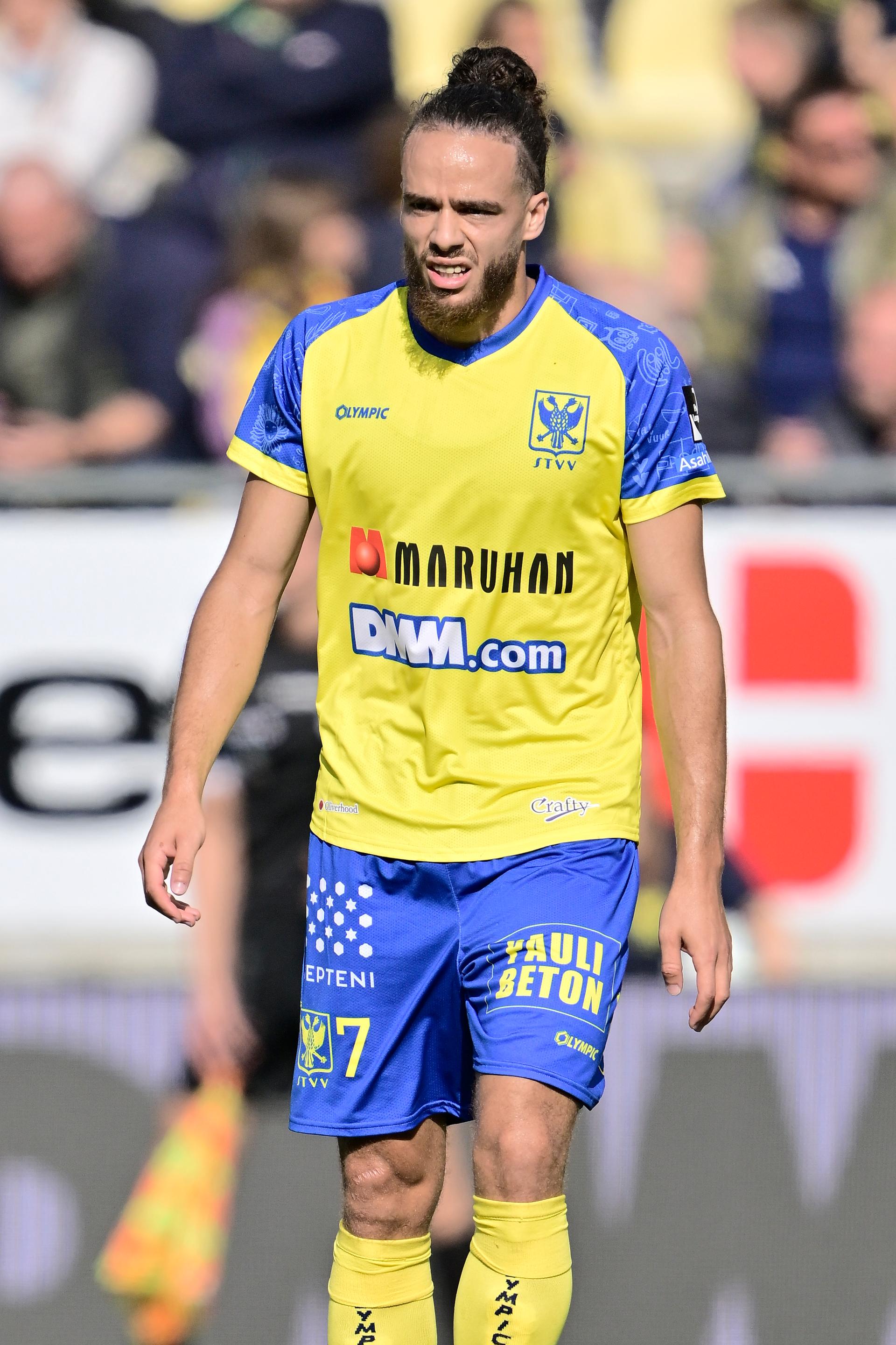STVV's Billal Brahimi pictured during a soccer match between STVV and OH Leuven, in Sint-Truiden, on the seventh day of the 2024-2025 season of the 'Jupiler Pro League' first division of the Belgian championship, Sunday 15 September 2024. BELGA PHOTO JOHAN EYCKENS