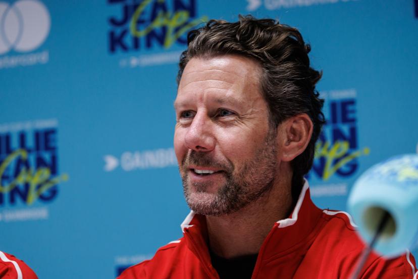 Belgian team captain Wim Fissette pictured during a press conference of Belgian team ahead of the meeting between Belgium and USA, in the qualifiers of the Billie Jean King Cup tennis, in Oostende, Belgium, on Tuesday 07 April 2026. The game will be played on 10 and 11th April. PHOTO KURT DESPLENTER