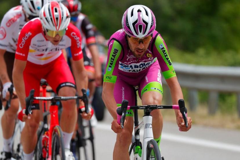 Giovanni Team Bardiani rider Italy's Giovanni Carboni competes during the eighth stage of the Giro d'Italia 2021 cycling race, 170 km between Foggia and Guardia Sanframondi on May 15, 2021.   Luca Bettini / AFP