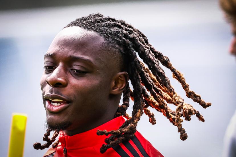 Belgium's Jeremy Doku pictured during a training session of Belgian national soccer team Red Devils, on Thursday 02 July 2026 in their base camp, home of the Seattle Sounders, Renton, Seattle, USA. The Rode Duivels - Diables Rouges qualified for the knockout stage of the 2026 FIFA World Cup, where they'll meet USA in the round of 16 on July 7th. BELGA PHOTO BRUNO FAHY