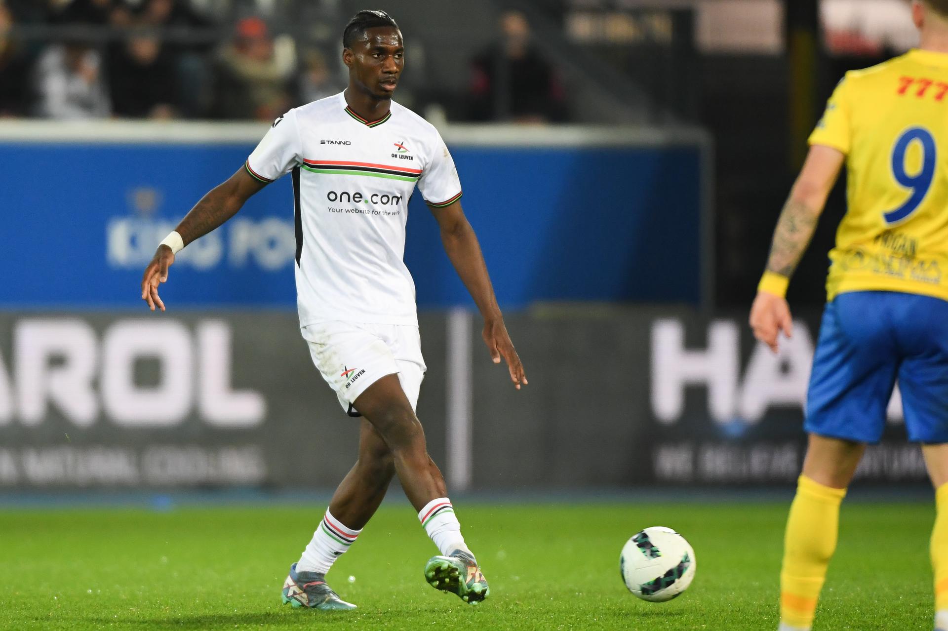 OHL's Ezechiel Banzuzi pictured in action during a soccer match between Oud-Heverlee Leuven and KVC Westerlo, Sunday 02 March 2025 in Heverlee, on day 28 of the 2024-2025 season of the 'Jupiler Pro League' first division of the Belgian championship. BELGA PHOTO JILL DELSAUX