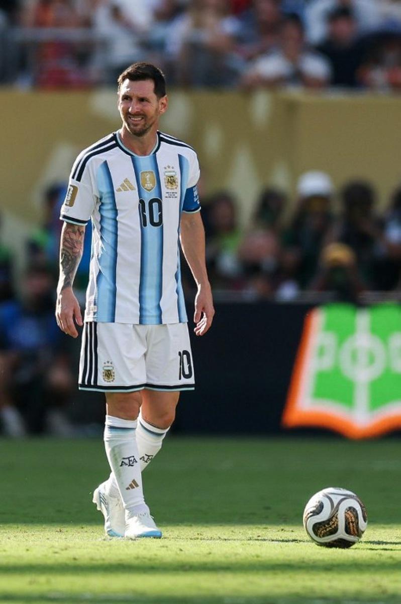 Argentina's forward #10 Lionel Messi reacts during the 2026 World Cup football tournament final match between Spain and Argentina at the New York/New Jersey Stadium in East Rutherford on July 19, 2026.   PATRICIA DE MELO MOREIRA / AFP