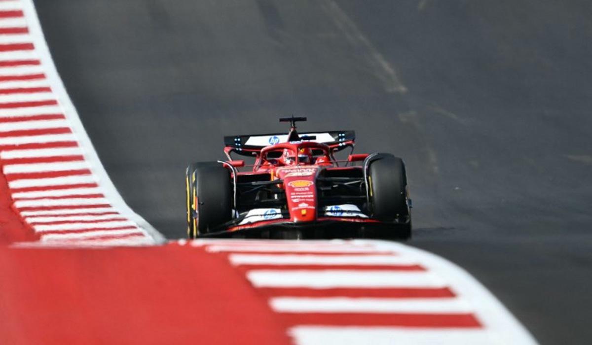 Ferrari's Monegasque driver Charles Leclerc races during the United States Formula One Grand Prix at the Circuit of the Americas in Austin, Texas, on October 20, 2024.  ANGELA WEISS / AFP