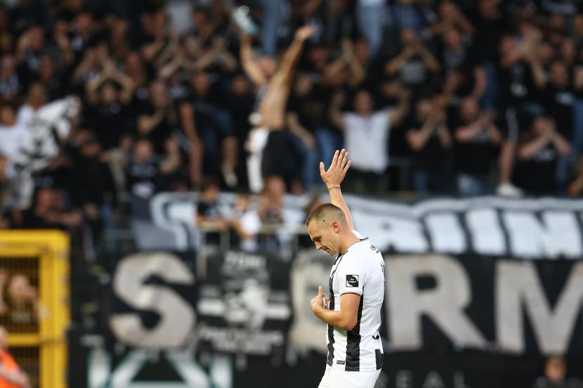 Charleroi's Nikola Stulic leaves the field after receiving a red card during a soccer match between Sporting Charleroi and Sint-Truiden VV, Sunday 03 August 2025 in Charleroi, on day 2 of the 2025-2026 'Jupiler Pro League' first division of the Belgian championship. BELGA PHOTO BRUNO FAHY