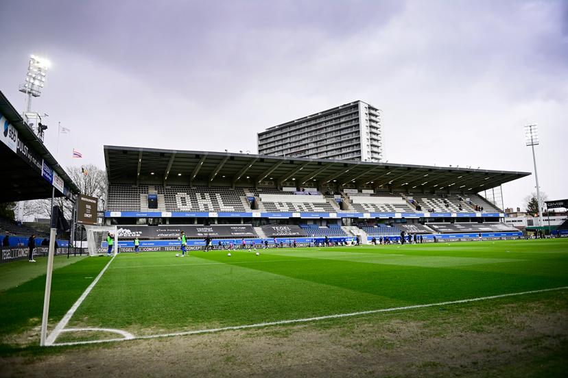 Illustration picture shows OHL's 'King Power at Den Dreef' stadium before the start of a soccer match between OH Leuven and KRC Genk, Monday 05 April 2021 in Heverlee, on day 32 of the 'Jupiler Pro League' first division of the Belgian championship. BELGA PHOTO YORICK JANSENS