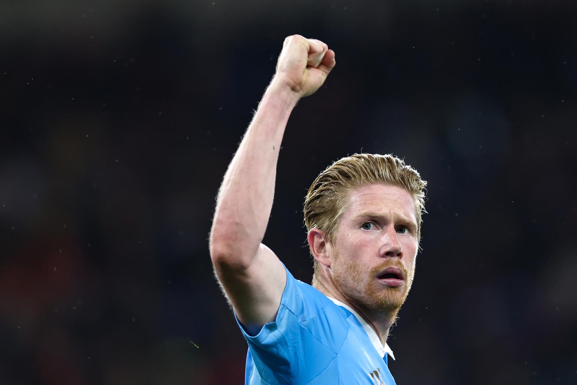 Belgium's Kevin De Bruyne celebrates after scoring during a soccer game between Wales and Belgian national team Red Devils, in Cardiff, Wales on Sunday 12 October 2025, qualifier 6/8 for the 2026 FIFA World Cup. BELGA PHOTO BRUNO FAHY