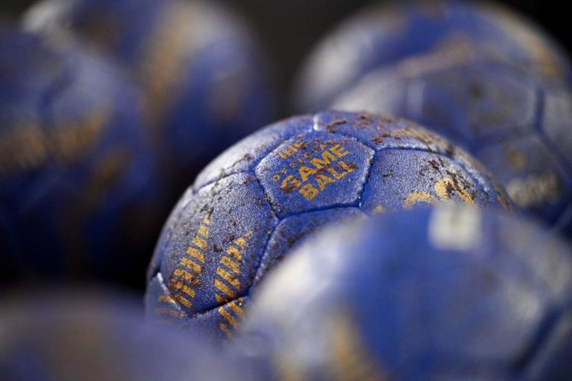 Official balls are pictured prior the women's Handball Olympic qualifying match between Montenegro and Slovenia in Neu-Ulm, southern Germany on April 14, 2024.  Kirill KUDRYAVTSEV / AFP