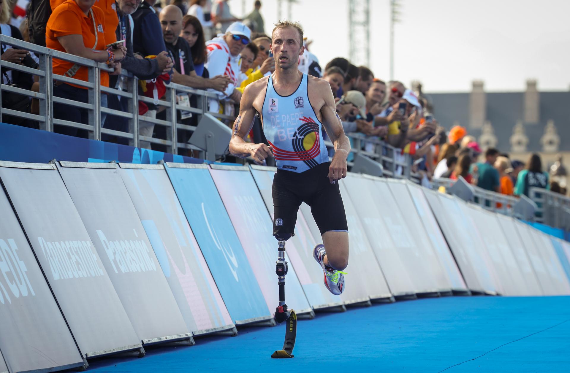 Belgian Wim De Paepe pictured in action during the Men Individual PTS2 triathlon event, on day 6 of the 2024 Summer Paralympic Games in Paris, France on Monday 02 September 2024. The 17th Paralympics are taking place from 28 August to 8 September 2024 in Paris. BELGA PHOTO VIRGINIE LEFOUR
