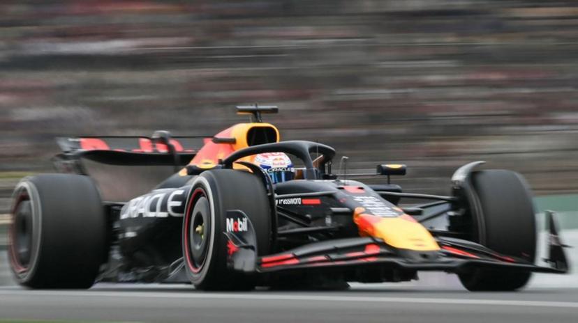 Red Bull Racing's Dutch driver Max Verstappen drives during the Formula One Chinese Grand Prix at the Shanghai International Circuit in Shanghai on March 23, 2025.  GREG BAKER / AFP