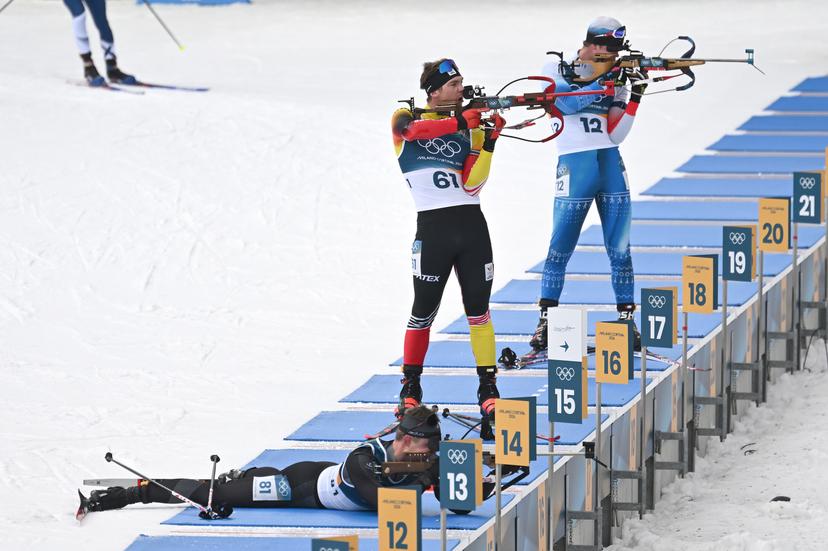 Belgian biathlete Claude Florent (61) pictured in action during the Biathlon Men's 20km Individual competition at the Anterselva Biathlon Arena in Cortina, part of the Milano Cortina 2026 Olympic Winter Games, on Tuesday 10 February 2026, Italy. The XXV Winter Olympics take place from 6 to 22 February 2026 in Italy. BELGA PHOTO ANTHONY BEHAR - BENELUX ONLY