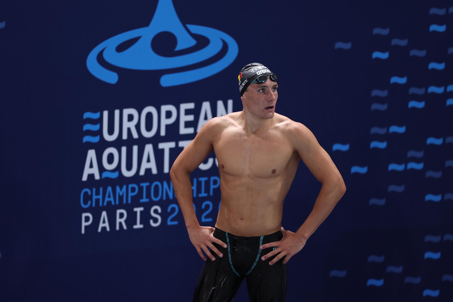 Belgian Lucas Henveaux pictured at the heats of the Men's 800m freestyle event at the European Aquatics Championships in Paris, France on Tuesday 11 August 2026. BELGA PHOTO VIRGINIE LEFOUR
