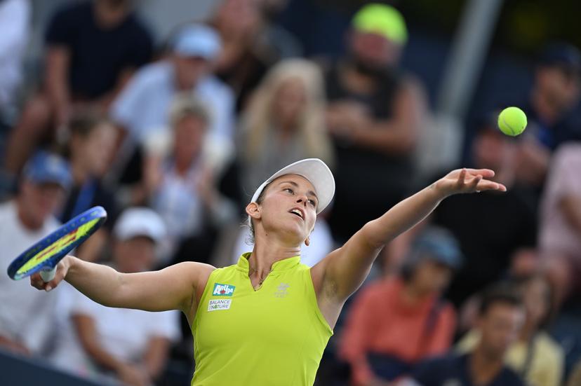 Belgian Elise Mertens pictured during a tennis match against New Zealand Sun, in the second round of the women's singles of the 2025 US Open Grand Slam tennis tournament in New York City, USA, Wednesday 27 August 2025. BELGA PHOTO TONY BEHAR