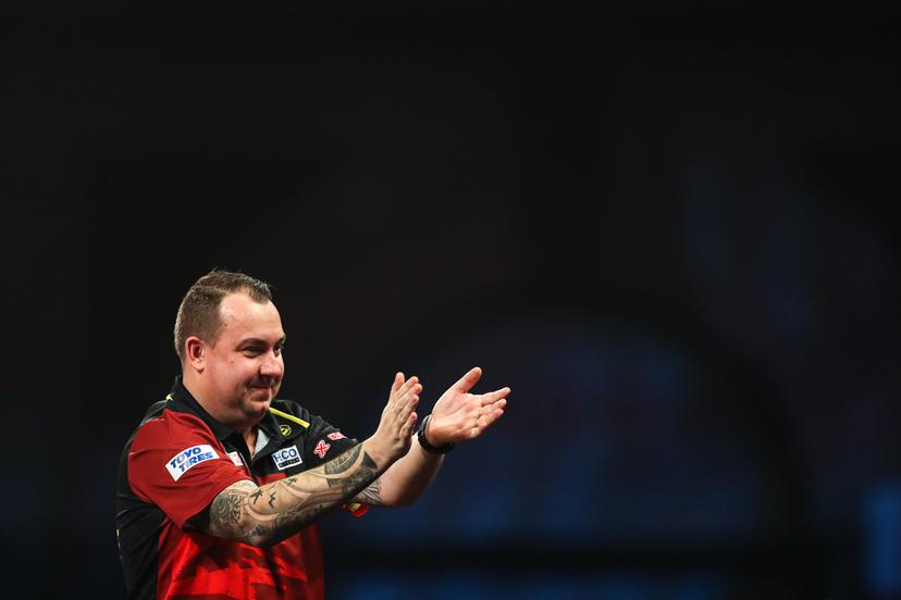 ATTENTION EDITORS - HAND OUT PICTURES - EDITORIAL USE WITH STORY ON DARTS WORLD CHAMPIONSHIPS ONLY - MANDATORY CREDIT KIERAN CLEEVES/PDC  Hand out pictures released by PDC Professional Darts Corporation shows  Belgian Kim Huybrechts celebrating after defeating Scottish Wright on day ten of the 2023 Cazoo World Darts Championship at Alexandra Palace, London, UK, on Tuesday 27 December 2022. MANDATORY CREDIT KIERAN CLEEVES/PDC