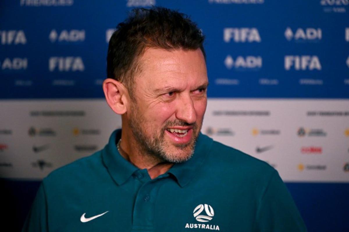 Australia's football coach Tony Popovic speaks to the media in Melbourne on March 30, 2026, ahead of their international friendly football match against Curacao.  William WEST / AFP