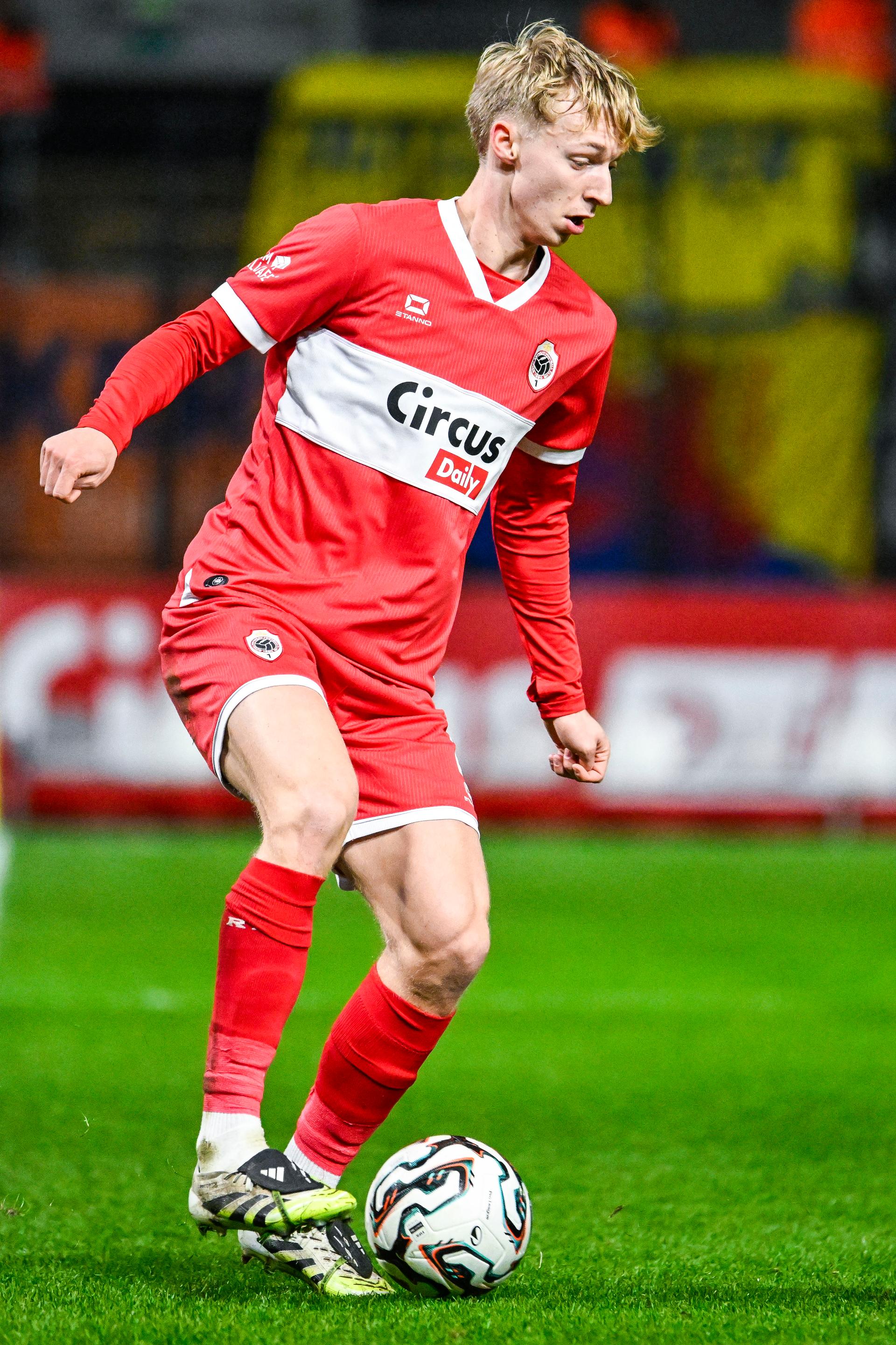 Antwerp's Kobe Corbanie pictured in action during a soccer game between Royal Antwerp FC and Sint-Truidense V.V., in the 1/8 final of the Croky Cup Belgian cup, Wednesday 03 December 2025 in Antwerp. BELGA PHOTO TOM GOYVAERTS