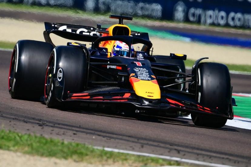 Red Bull Racing's Dutch driver Max Verstappen races during the 2025 Emilia Romagna Formula One Grand Prix at the Imola autodrome in Imola, on May 18, 2025.   Marco BERTORELLO / AFP